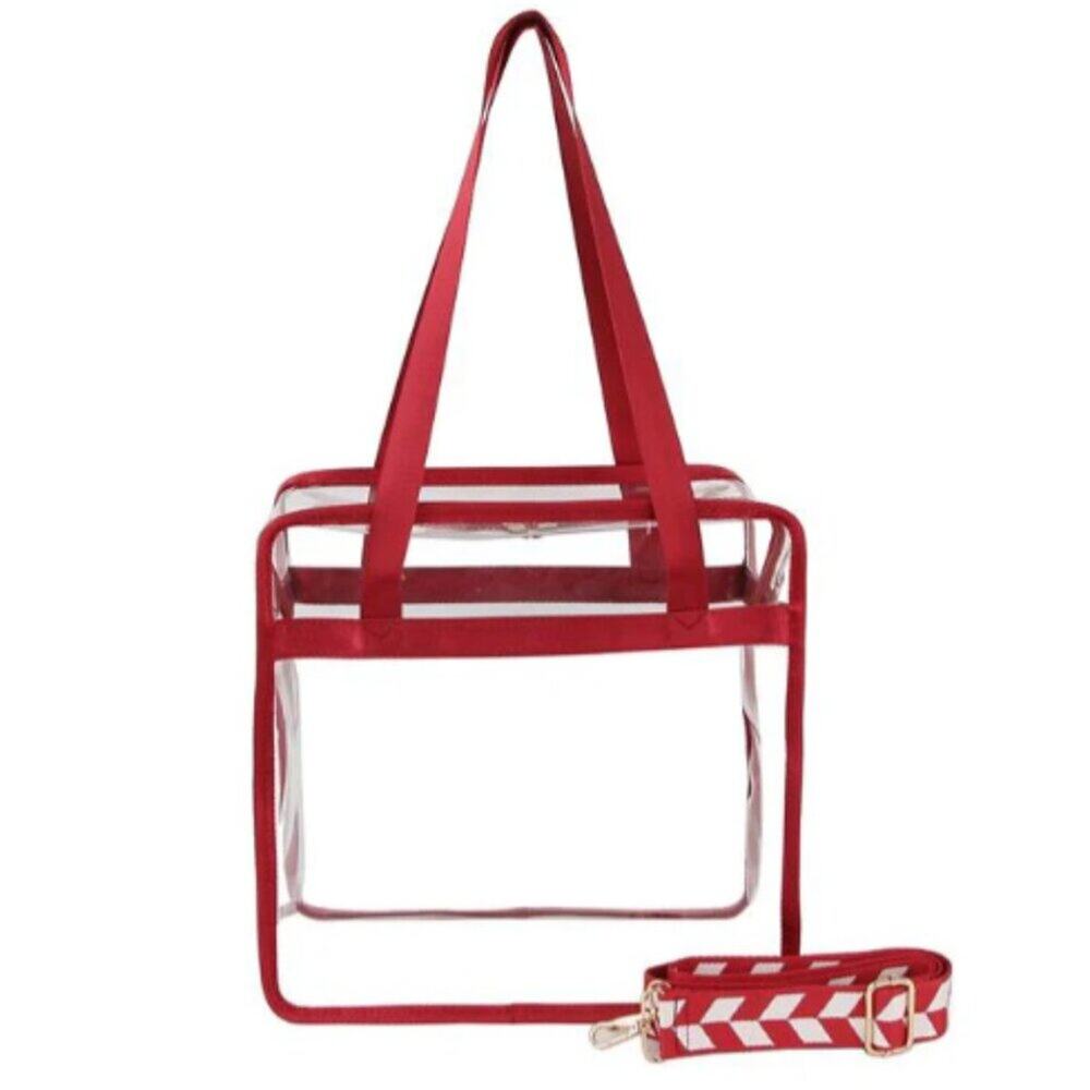 Le Miel Clear Game Day Tote Bag Burgundy Red 12 x 6 x 12